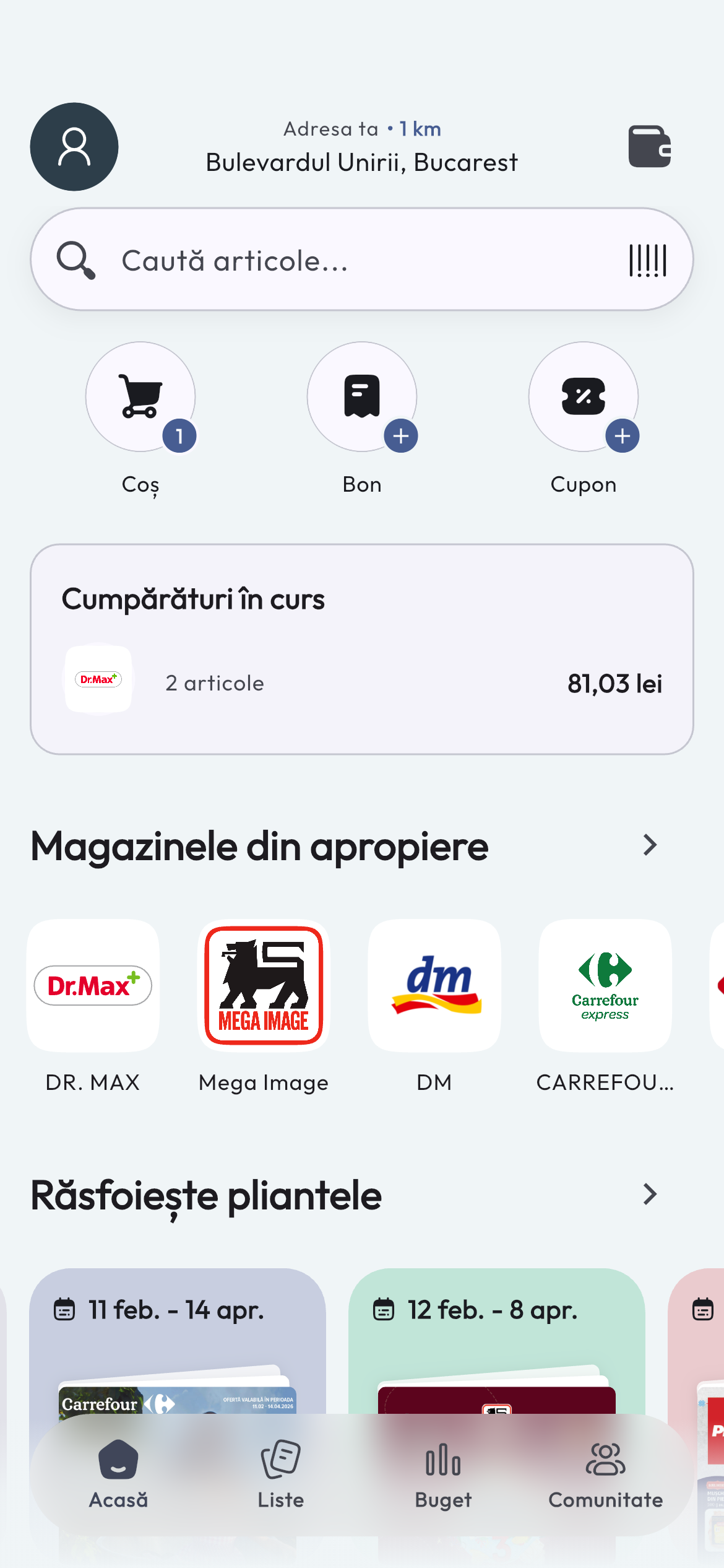 Family circle and shared shopping screen